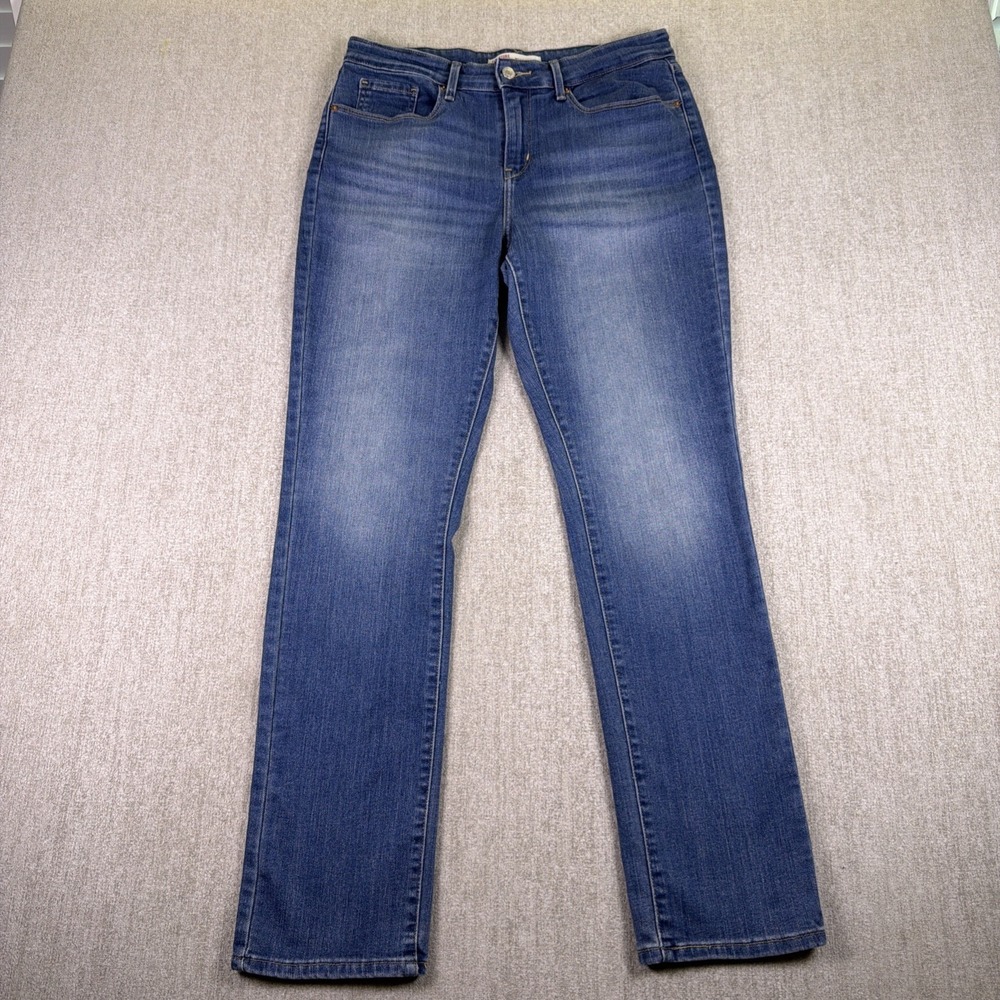 Levi's Signature Jeans Women 10M Med Wash Denim Mid‎ Rise Straight Stretch